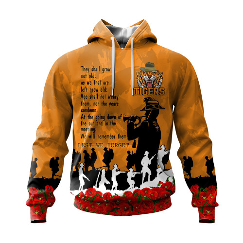 Wests Tigers Hoodie, Anzac Day For the Fallen A31B