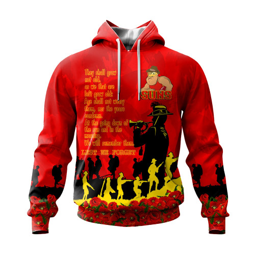 Gold Coast Suns Hoodie, Anzac Day For the Fallen A31B