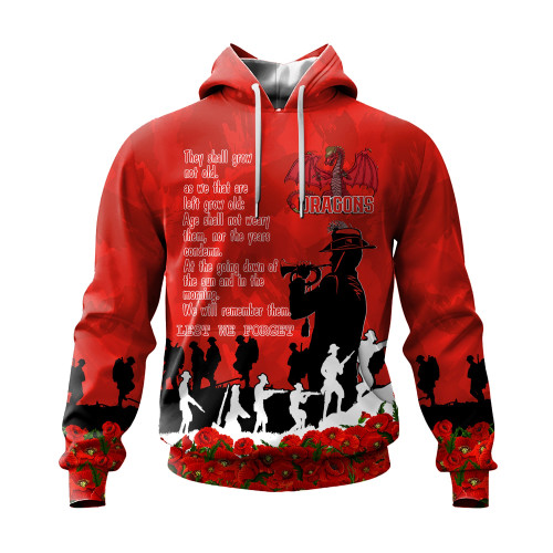 St. George Illawarra Dragons Hoodie, Anzac Day For the Fallen A31B