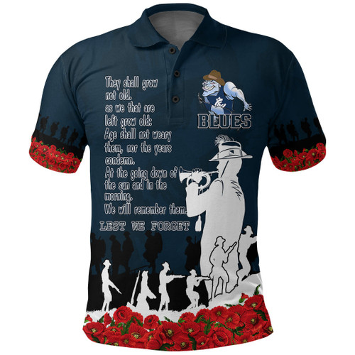 Carlton Blues Polo Shirt, Anzac Day For the Fallen A31B