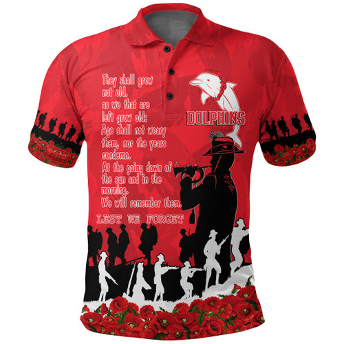 Redcliffe Dolphins Polo Shirt, Anzac Day For the Fallen A31B