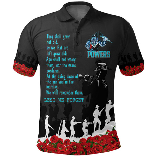 Port Adelaide Powers Polo Shirt, Anzac Day For the Fallen A31B