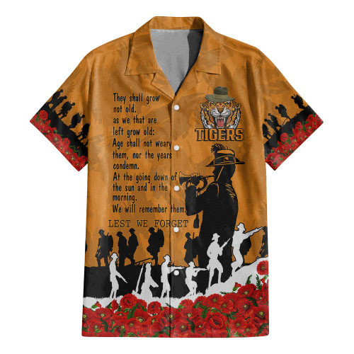 Wests Tigers Hawaiian Shirt, Anzac Day For the Fallen A31B
