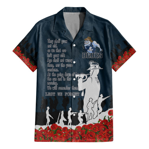 Carlton Blues Hawaiian Shirt, Anzac Day For the Fallen A31B
