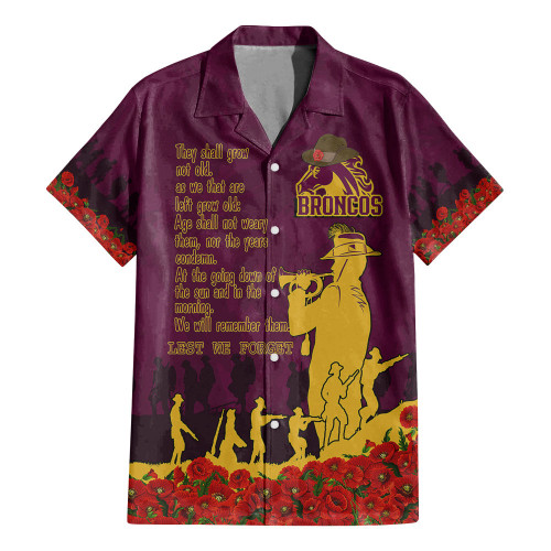 Brisbane Broncos Hawaiian Shirt, Anzac Day For the Fallen A31B