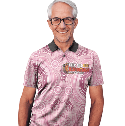 Australia Naidoc 2024 Pink Aboriginal Dot Painting Polo Shirts A31