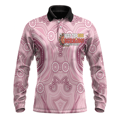 Australia Naidoc 2024 Pink Aboriginal Dot Painting Long Sleeve Polo Shirts A31