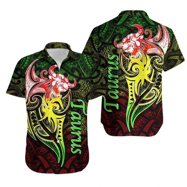 Taurus zodiac Mix Polynesian Tattoo Hawaiian Shirt Rasta TH4 | Lovenewzealand.co