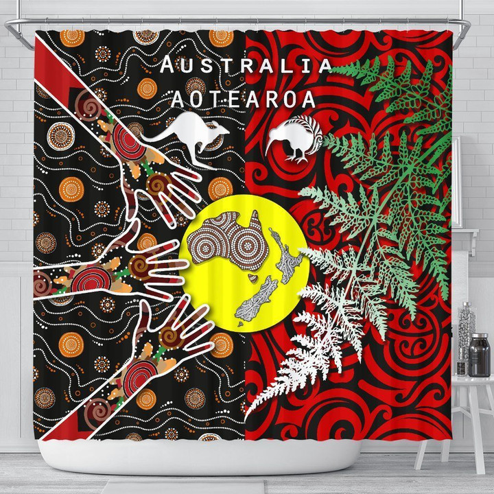 New Zealand Australia Shower Curtain - Maori Aboriginal K4 | Lovenewzealand.co