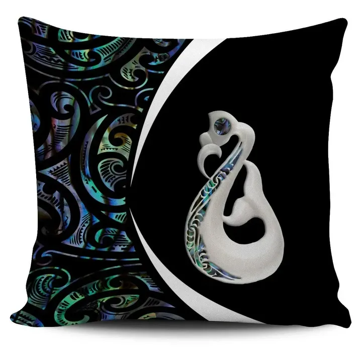 New Zealand Maori Manaia Paua Shell Pillow Cover - Circle Style J95 | Lovenewzealand.co