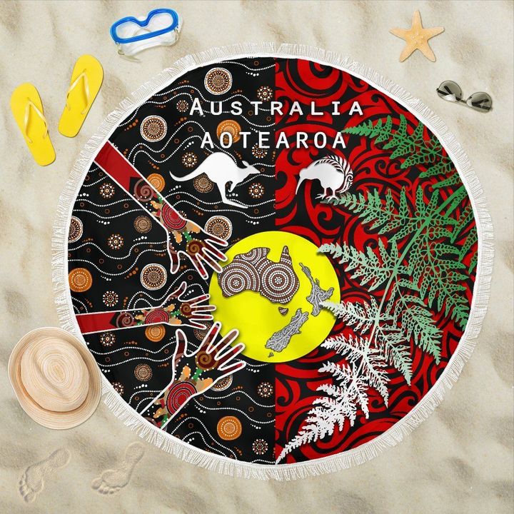 New Zealand Australia Beach Blanket - Maori Aboriginal K4 | Lovenewzealand.co