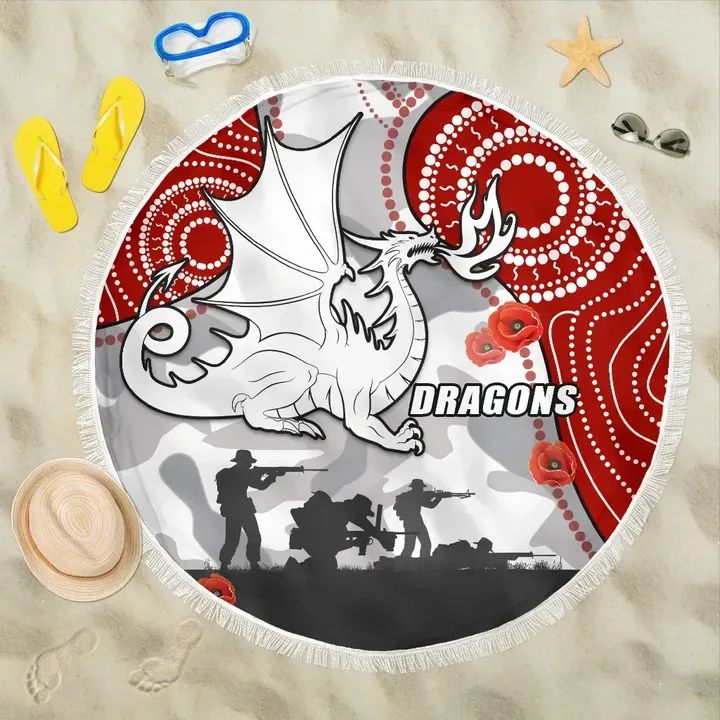 Dragons Anzac Day Beach Blanket Indigenous K13 | Lovenewzealand.co