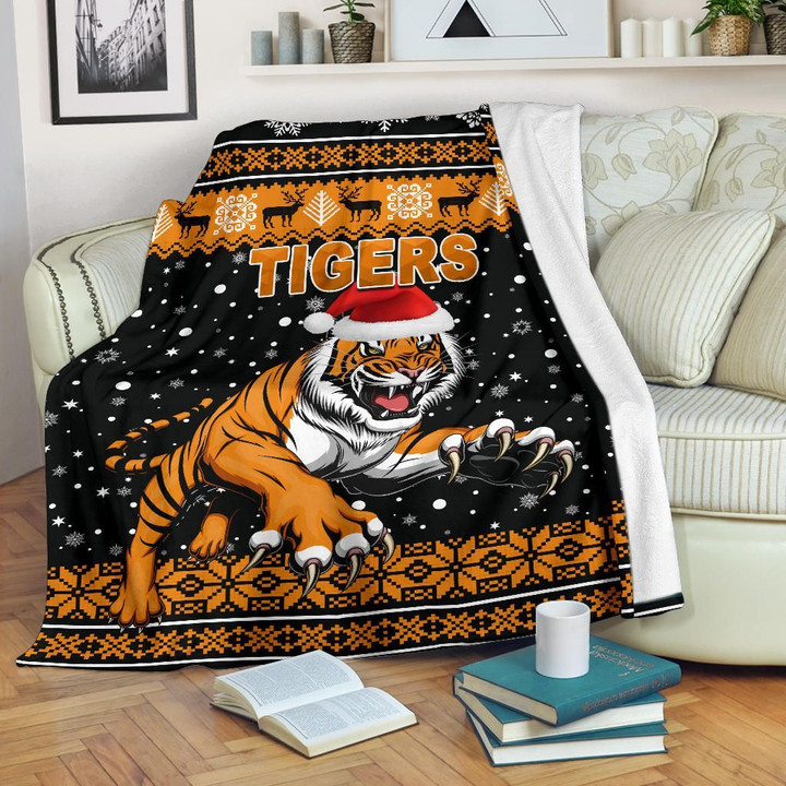 Wests Christmas Premium Blanket Tigers Unique Vibes - Black K8 | Lovenewzealand.co