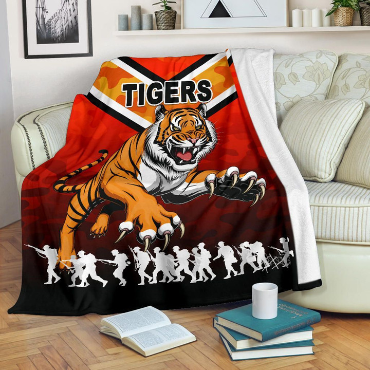 Wests Premium Blanket Tigers Anzac Vibes K8 | Lovenewzealand.co