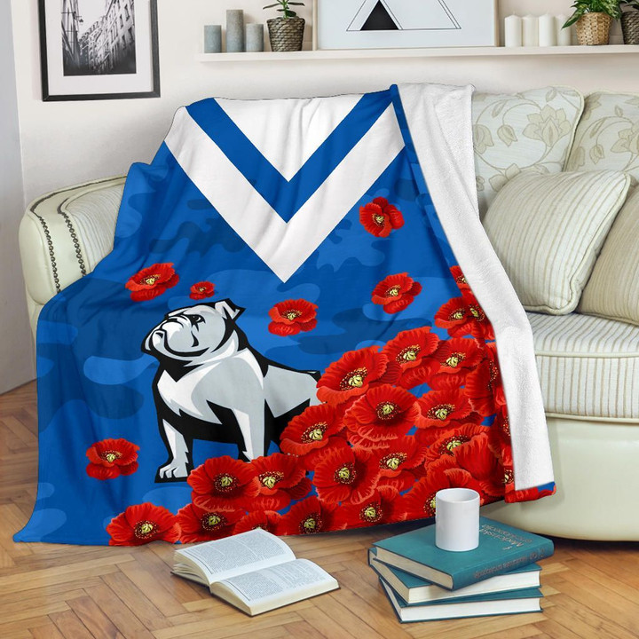 Bulldogs Premium Blanket Anzac Day Poppy Flowers TH4 | Lovenewzealand.co
