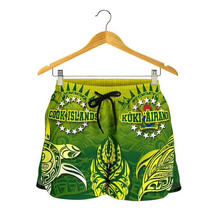 Cook Islands Shorts, Kuki Arirani Turtle Polynesian Women's All Over Print Board Shorts K4 | Lovenewzealand.co