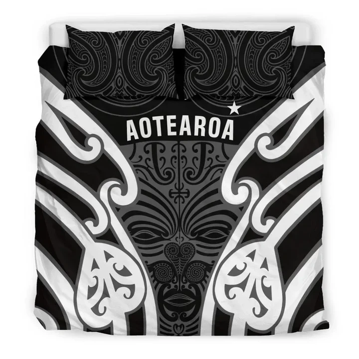 Aotearoa Bedding Set Maori Moko Black White Th5 | Lovenewzealand.co