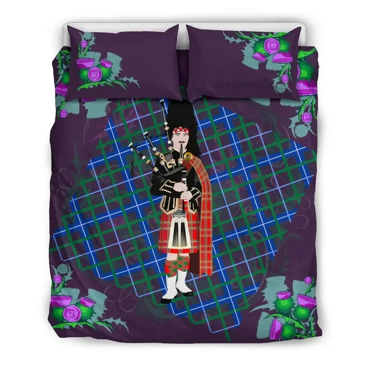 Scotland Thistle With Bagpiper Bedding Set K4 | Lovenewzealand.co