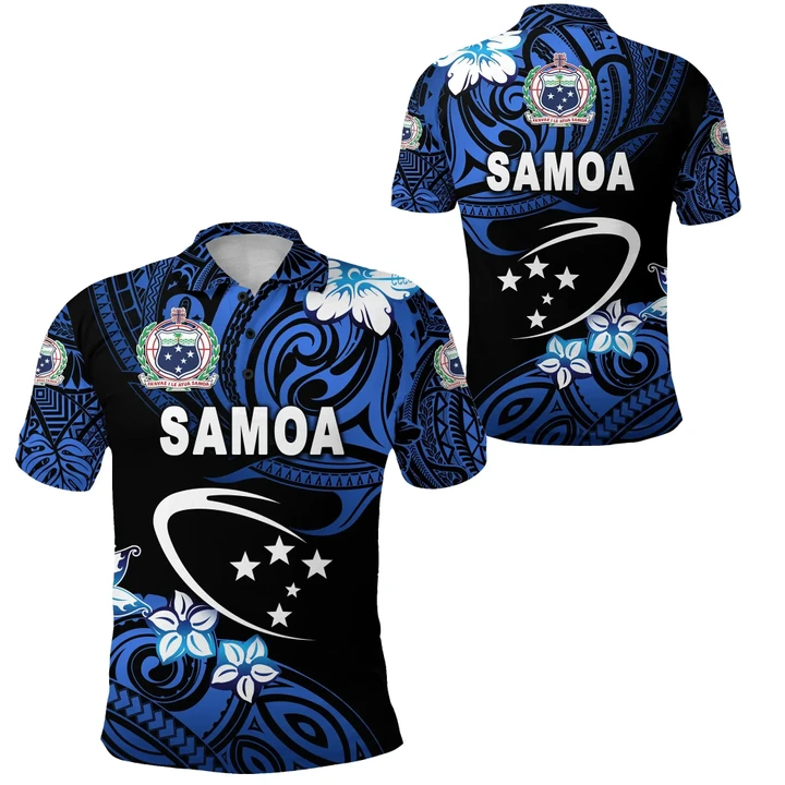 Manu Samoa Rugby Polo Shirt Unique Vibes - Blue K8 | Lovenewzealand.co