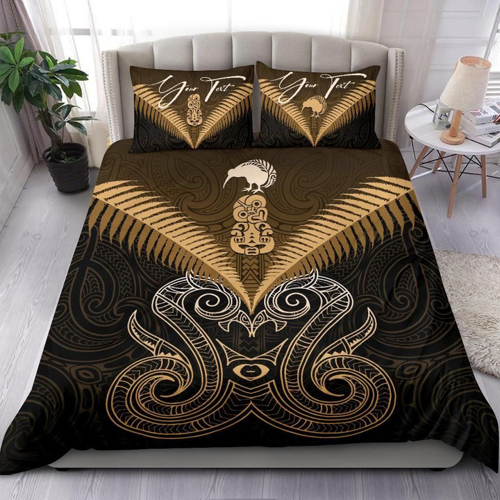 (Custom) Maori Manaia New Zealand Bedding Set Gold Personal Signature K4 | Lovenewzealand.co