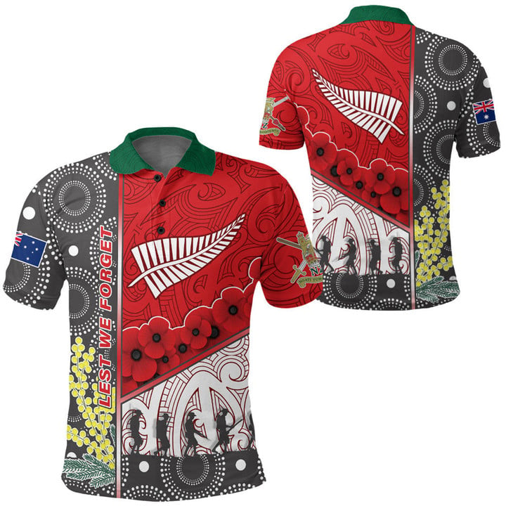 Australia Indigenous & New Zealand Maori Anzac (Red) Polo Shirt