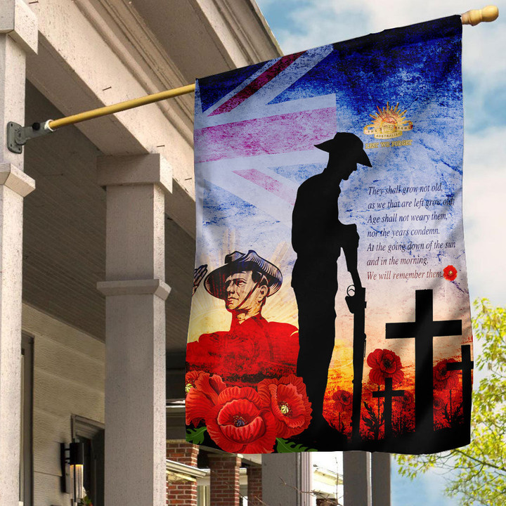 Anzac Day Australia Soldier We Will Rememer Them Flag | Lovenewzealand.co
