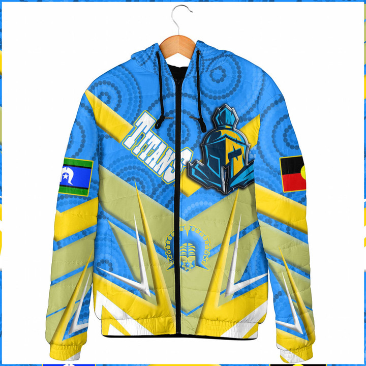 Love New Zealand Clothing - Gold Coast Titans Naidoc 2022 Sporty Style Hooded Padded Jacket A35 | Love New Zealand