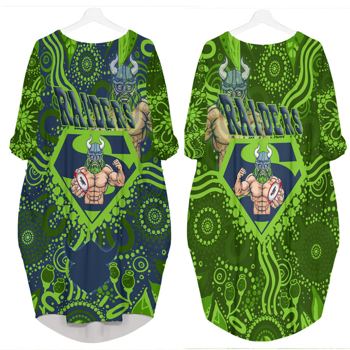 Love New Zealand Clothing - Canberra Raiders Superman Rugby Batwing Pocket Dress A35 | Love New Zealand