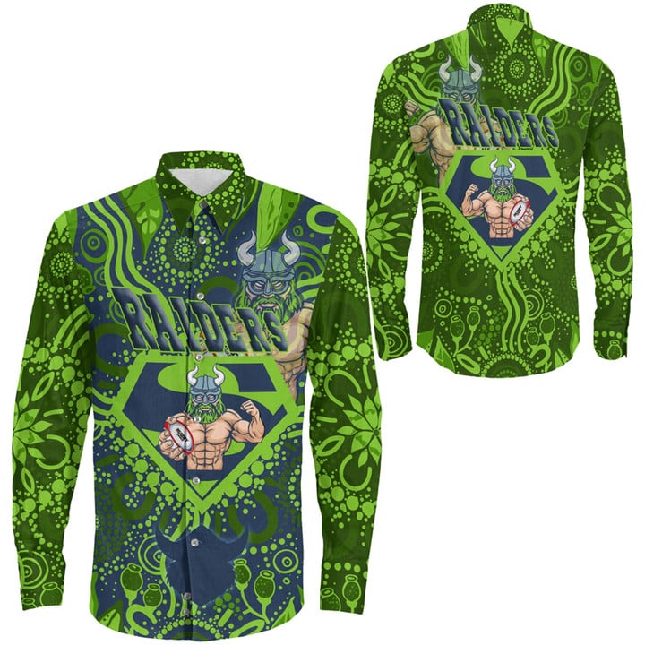 Love New Zealand Clothing - Canberra Raiders Superman Rugby Long Sleeve Button Shirt A35 | Love New Zealand