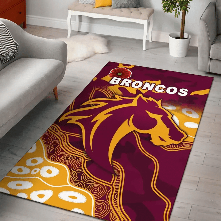 Broncos Anzac Day Area Rug Indigenous and Camouflage K13 | Lovenewzealand.co