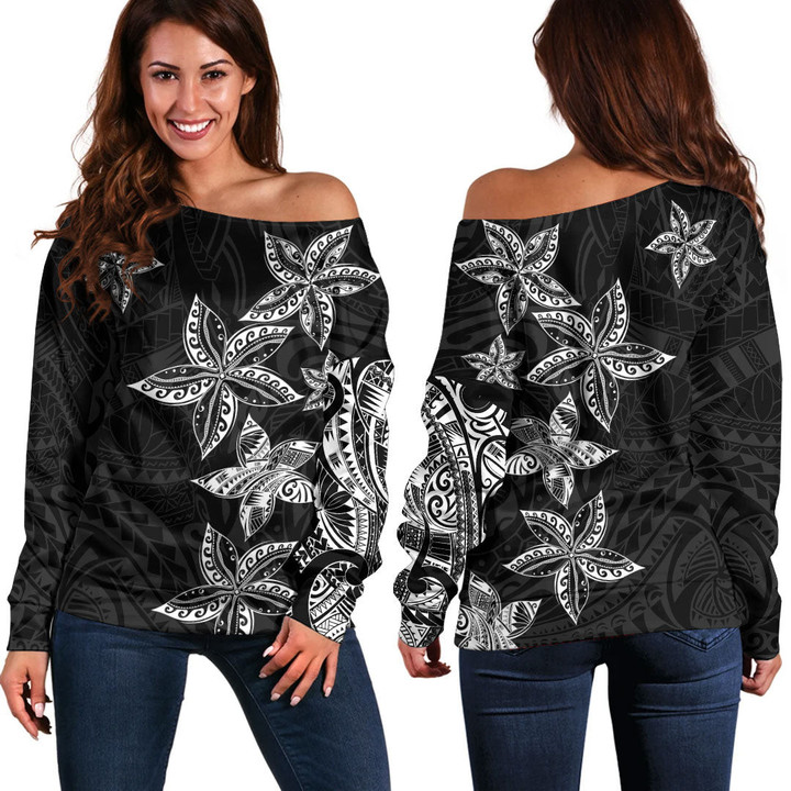 LoveNewZealand Clothing - Polynesian Tattoo Style Off Shoulder Sweater A7 | LoveNewZealand