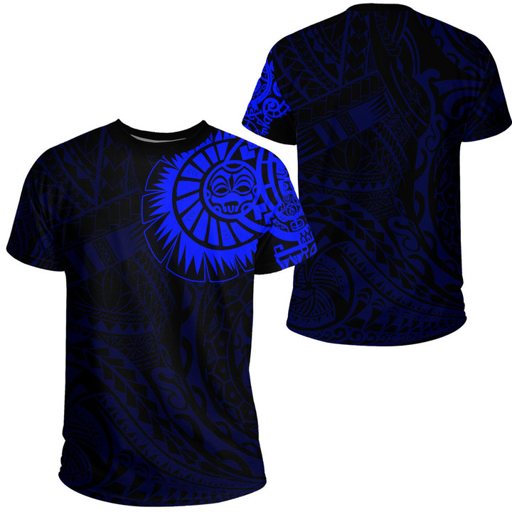 LoveNewZealand Clothing - Polynesian Tattoo Style - Blue Version T-Shirt A7 | LoveNewZealand