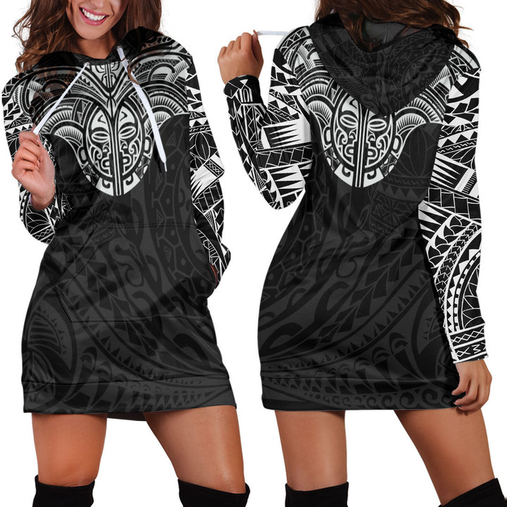 LoveNewZealand Clothing - Polynesian Tattoo Style Tattoo Hoodie Dress A7 | LoveNewZealand