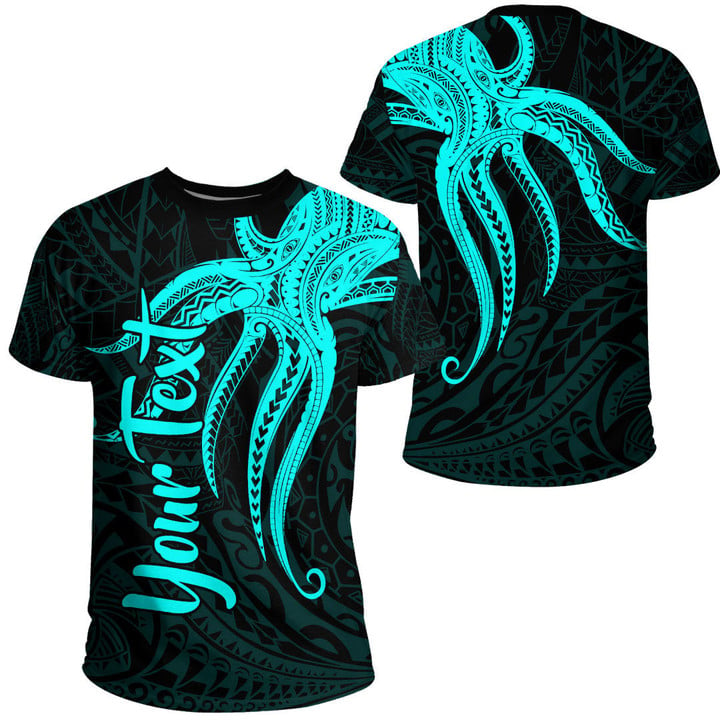 LoveNewZealand Clothing - Polynesian Tattoo Style Octopus Tattoo - Cyan Version T-Shirt A7 | LoveNewZealand