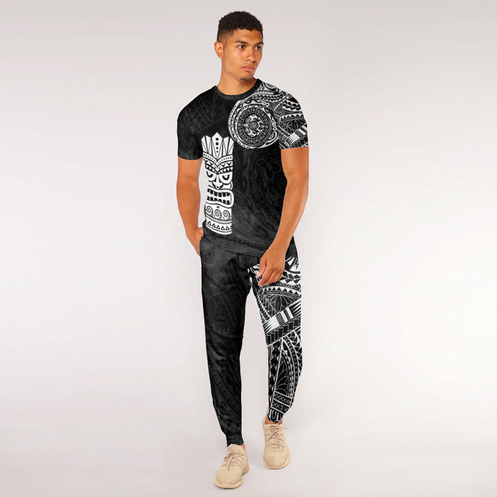 LoveNewZealand Clothing - Polynesian Tattoo Style Tiki T-Shirt and Jogger Pants A7 | LoveNewZealand