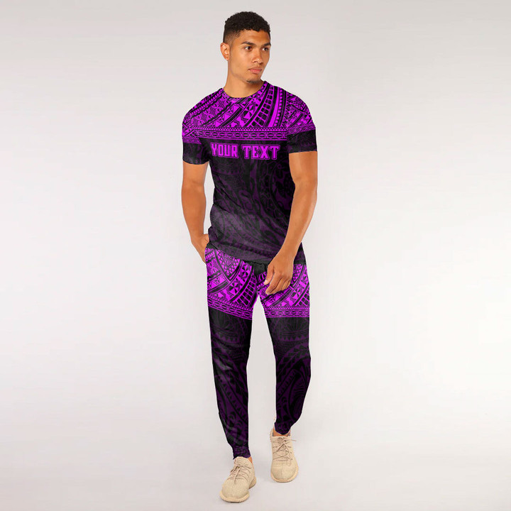 LoveNewZealand Clothing - (Custom) Polynesian Tattoo Style - Pink Version T-Shirt and Jogger Pants A7 | LoveNewZealand