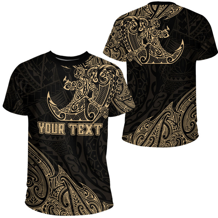 LoveNewZealand Clothing - (Custom) Polynesian Tattoo Style Surfing - Gold Version T-Shirt A7 | LoveNewZealand