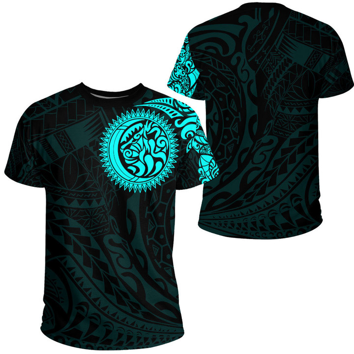 LoveNewZealand Clothing - Polynesian Tattoo Style Tattoo - Cyan Version T-Shirt A7 | LoveNewZealand