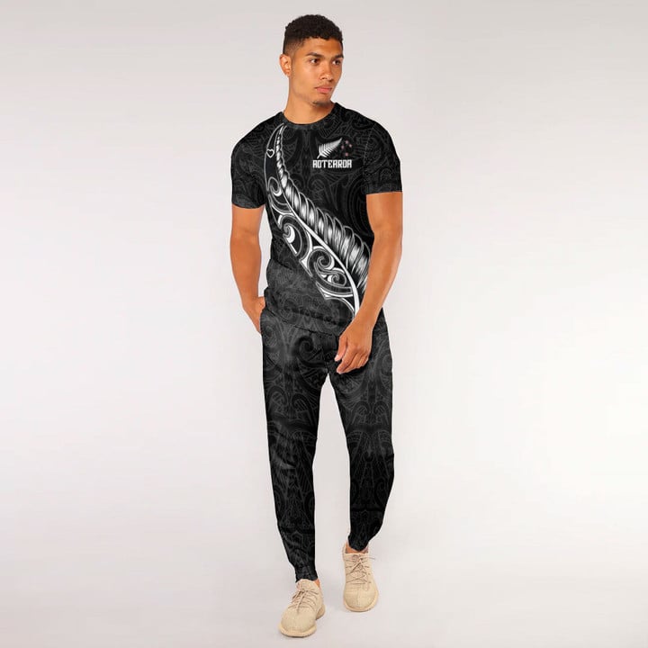 LoveNewZealand Clothing - (Custom) New Zealand Aotearoa Maori Fern T-Shirt and Jogger Pants A7 | LoveNewZealand