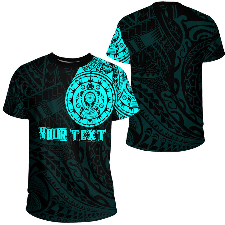 LoveNewZealand Clothing - (Custom) Polynesian Tattoo Style Turtle - Cyan Version T-Shirt A7 | LoveNewZealand