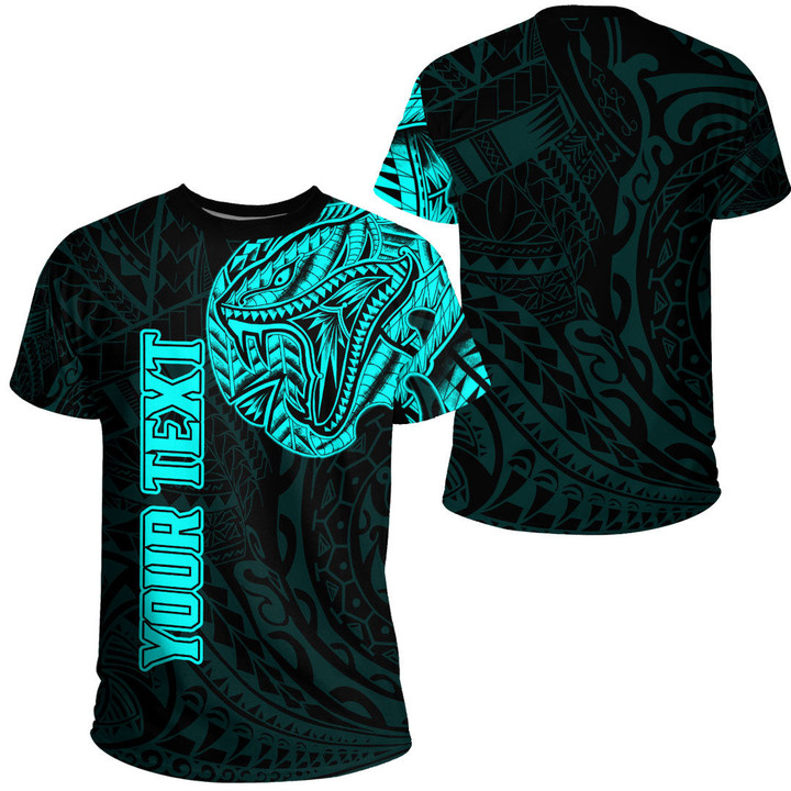 LoveNewZealand Clothing - (Custom) Polynesian Tattoo Style Snake - Cyan Version T-Shirt A7 | LoveNewZealand