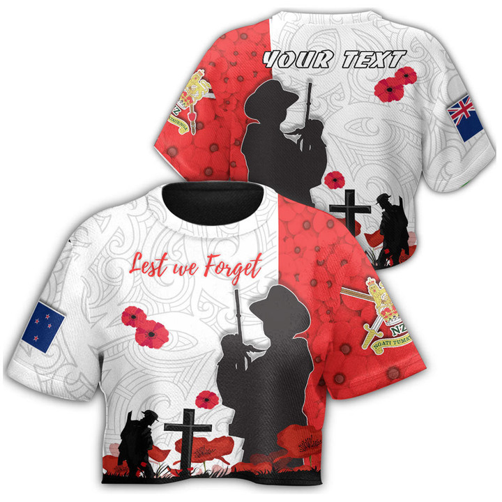 1sttheworld Clothing - (Custom) New Zealand Anzac Lest We Forget Croptop T-shirt A31