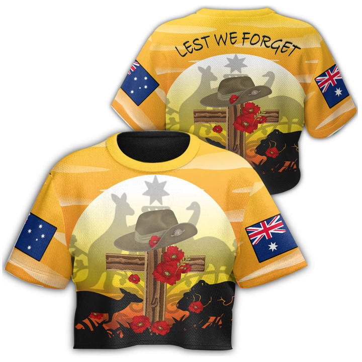 1sttheworld Clothing - Anzac Day Lest We Forget Animal Croptop T-shirt A31