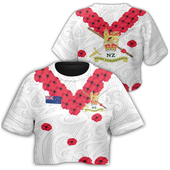 1sttheworld Clothing - New Zealand Anzac Day Army Croptop T-shirt A31