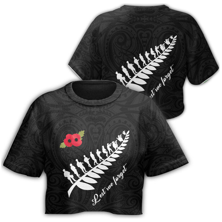 1sttheworld Clothing - Anzac Fern Lest We Forget Croptop T-shirt A31