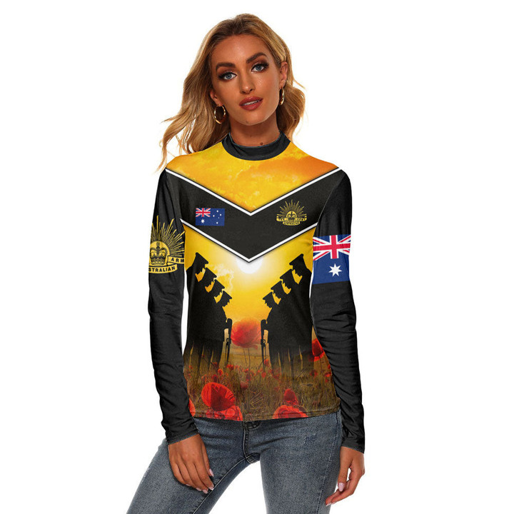 1sttheworld Clothing - Australia Standing Guard Anzac Day Women's Stretchable Turtleneck Top A31