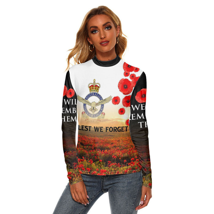 1sttheworld Clothing - Anzac Day Australian Air Force Women's Stretchable Turtleneck Top A31