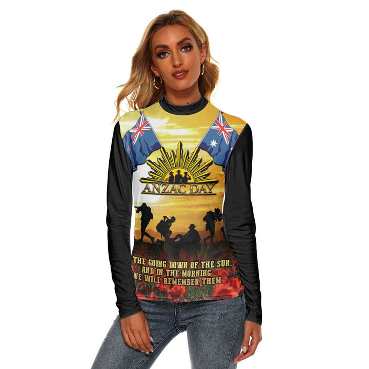 1sttheworld Clothing - Anzac Day Soldier Going Down of The Sun Women's Stretchable Turtleneck Top A31