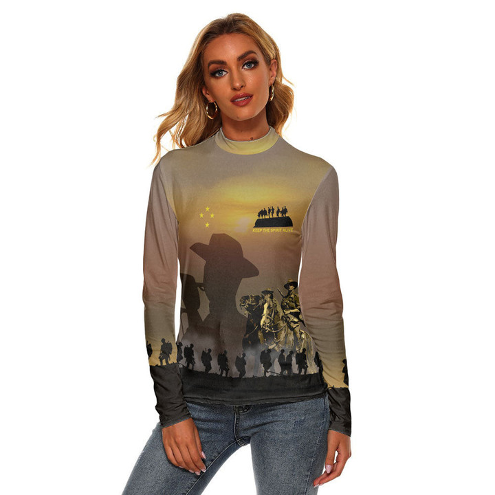 1sttheworld Clothing - Anzac Day Keep The Spirit Alive Women's Stretchable Turtleneck Top A31