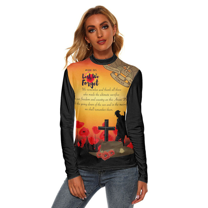 1sttheworld Clothing - Anzac Day We Shall Remember Them Women's Stretchable Turtleneck Top A31